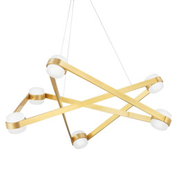Orbit 6 Light Chandelier Brass, Glass, 2700K