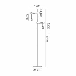 Hampton Floor Lamp, 2 Light E27, Medium Oak, Antique Brass - thumbnail 2