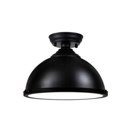 Cairo 31cm Flush Ceiling Lamp Fitting, E27, Black, Frosted Glass - thumbnail 5