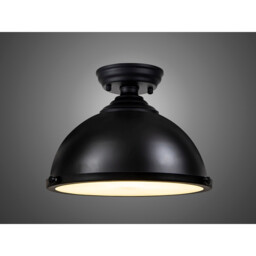 Cairo 31cm Flush Ceiling Lamp Fitting, E27, Black, Frosted Glass - thumbnail 3