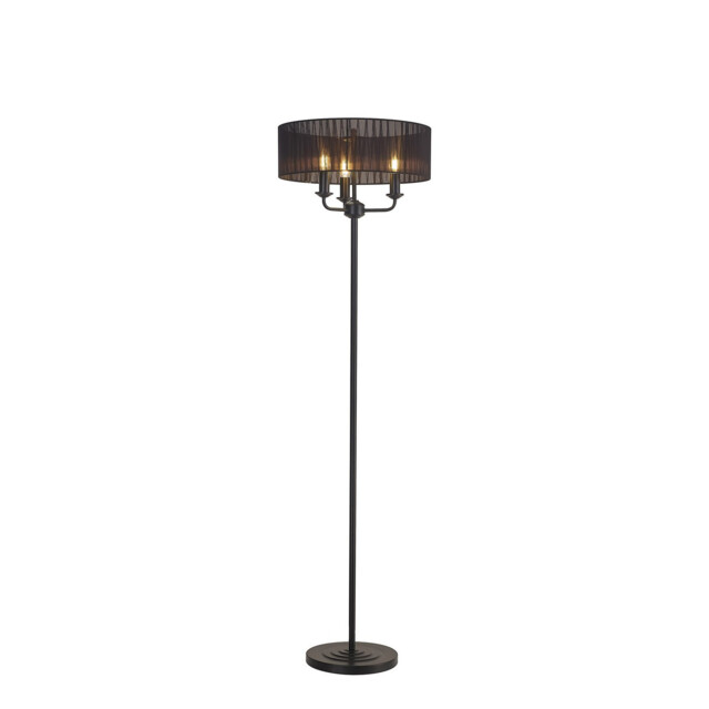 Banyan 3 Light Switched Floor Lamp With 45cm x 15cm Organza Shade Matt Black/Black - image 1