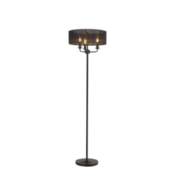 Banyan 3 Light Switched Floor Lamp With 45cm x 15cm Organza Shade Matt Black/Black