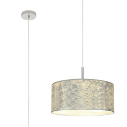 Baymont Polished Chrome E27 Single Pendant With 40cm x 18cm Silver Leaf Shade