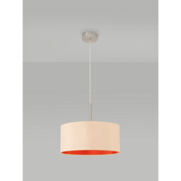Baymont Satin Nickel E27 Single Pendant With 40cm x 18cm Dual Faux Silk Shade, Antique Gold/Ruby - thumbnail 2