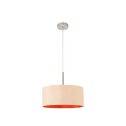 Baymont Satin Nickel E27 Single Pendant With 40cm x 18cm Dual Faux Silk Shade, Antique Gold/Ruby - thumbnail 5
