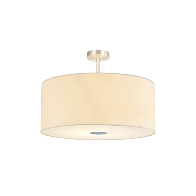 Baymont Satin Nickel 5 Light E27 Semi Flush Fixture With 60cm x 22cm Faux Silk Shade, Ivory Pearl/White Laminate - image 1