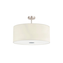 Baymont Satin Nickel 5 Light E27 Semi Flush Fixture With 60cm x 22cm Faux Silk Shade, Ivory Pearl/White Laminate - thumbnail 5