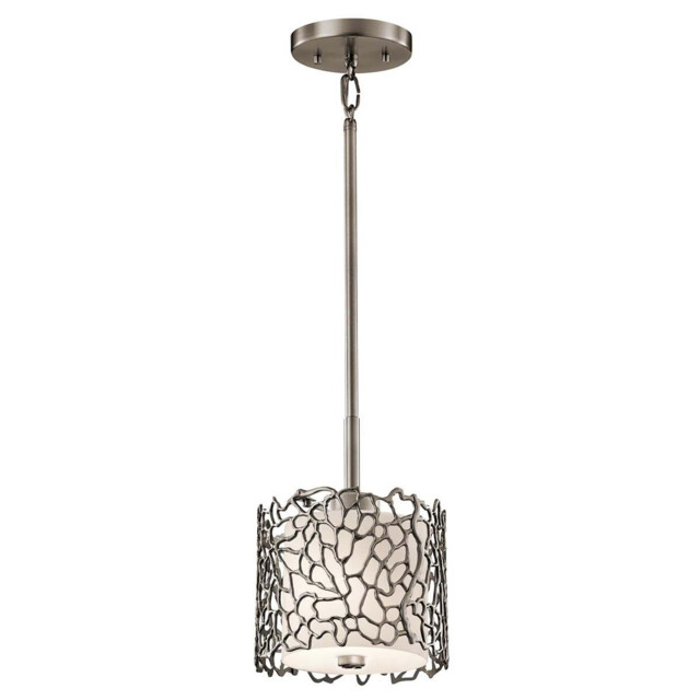 Silver Coral 1 Light Ceiling Mini Pendant Classic Pewter, E27 - image 1