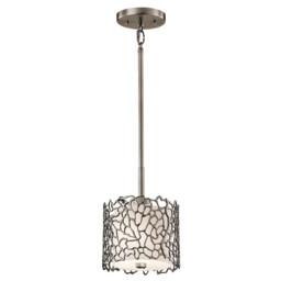 Silver Coral 1 Light Ceiling Mini Pendant Classic Pewter, E27 - thumbnail 1