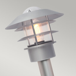 Helsingor Outdoor 1 Light Bollard Lantern, Silver, IP44, E27 - thumbnail 2