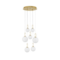 Hook Integrated LED Pendant Ceiling Light Satin Gold Metal, Opal White Glass LED 52W 4815Lm 3000K
