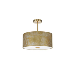Baymont Antique Brass E27 Semi Flush Fixture With 40cm x 18cm Gold Leaf Shade With Frosted/AB Acrylic Diffuser - thumbnail 5