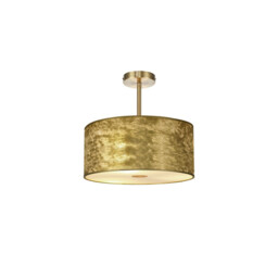Baymont Antique Brass E27 Semi Flush Fixture With 40cm x 18cm Gold Leaf Shade With Frosted/AB Acrylic Diffuser