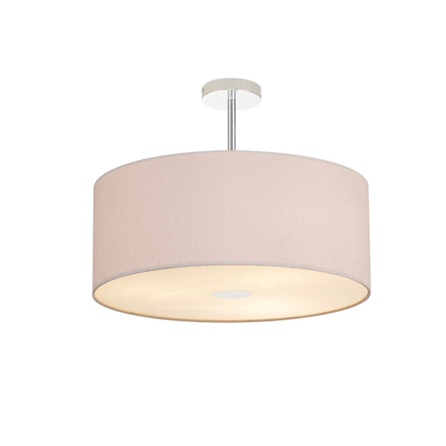 Baymont Polished Chrome 3 Light E27 Semi Flush With 50cm x 20cm Dual Faux Silk Shade, Nude Beige/Moonlight - image 1