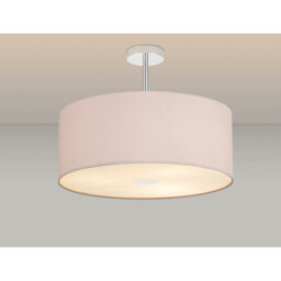 Baymont Polished Chrome 3 Light E27 Semi Flush With 50cm x 20cm Dual Faux Silk Shade, Nude Beige/Moonlight - thumbnail 2