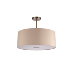 Baymont Satin Nickel E27 Semi Flush With 50cm x 20cm Dual Faux Silk Shade, Nude Beige/Moonlight - thumbnail 5