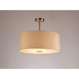 Baymont Satin Nickel E27 Semi Flush With 50cm x 20cm Dual Faux Silk Shade, Nude Beige/Moonlight - thumbnail 2