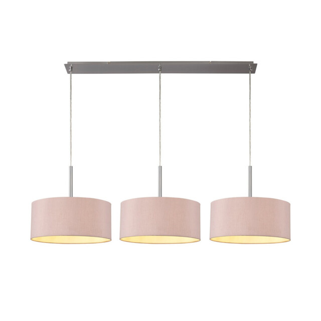 Baymont Satin Nickel 3 Light E27 Linear Pendant With 40cm x 18cm Dual Faux Silk Shade, Taupe/Halo Gold - image 1