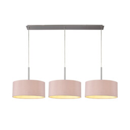 Baymont Satin Nickel 3 Light E27 Linear Pendant With 40cm x 18cm Dual Faux Silk Shade, Taupe/Halo Gold