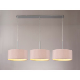 Baymont Satin Nickel 3 Light E27 Linear Pendant With 40cm x 18cm Dual Faux Silk Shade, Taupe/Halo Gold - thumbnail 2