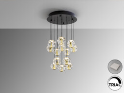 Zaria 13 Light Cluster Pendant Ceiling Light Black, Gold, Clear LED 3000K Dimmable - thumbnail 2