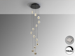 Zaria 13 Light Cluster Pendant Ceiling Light Black, Gold, Clear LED 3000K Dimmable - thumbnail 1