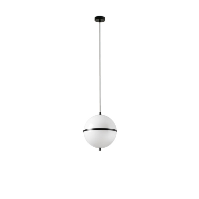 Dome 23cm Globe Pendant Ceiling Light Satin Black, Gloss White Shade E27 - image 1