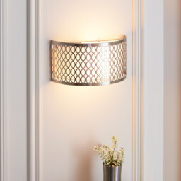 Cordero Flush Wall Lamp Satin Nickel Plate, White Fabric & Frosted Glass 2x E14 - thumbnail 5