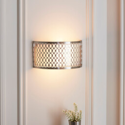 Cordero Flush Wall Lamp Satin Nickel Plate, White Fabric & Frosted Glass 2x E14 - thumbnail 3