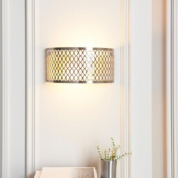 Cordero Flush Wall Lamp Satin Nickel Plate, White Fabric & Frosted Glass 2x E14 - thumbnail 2