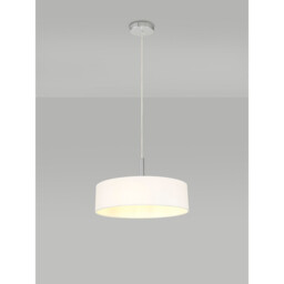 Baymont Polished Chrome 5 Light E27 Single Pendant, With 45cm x 15cm Faux Silk Shade, White - thumbnail 2