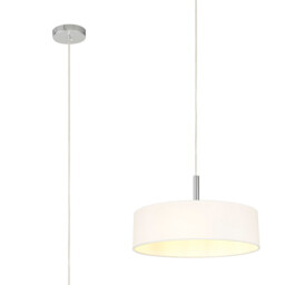 Baymont Polished Chrome 5 Light E27 Single Pendant, With 45cm x 15cm Faux Silk Shade, White - thumbnail 1