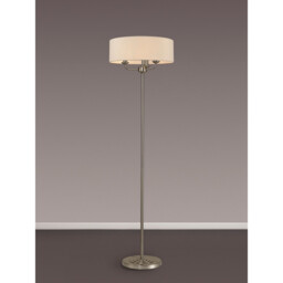 Banyan 3 Light Switched Floor Lamp With 45cm x 15cm Faux Silk Shade, Ivory Pearl/Satin Nickel - thumbnail 2