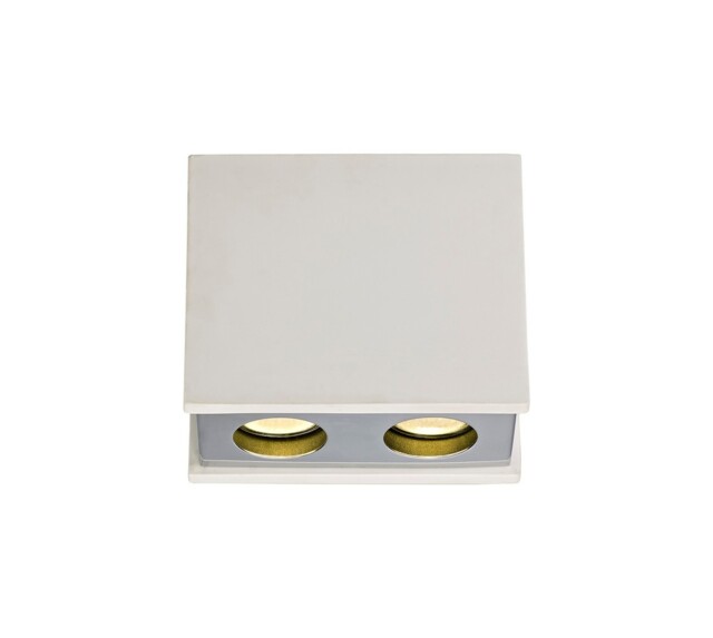 Lyndon 2 Light Ceiling GU10, White Paintable Gypsum With Polished Chrome Cover - image 1