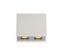 Lyndon 2 Light Ceiling GU10, White Paintable Gypsum With Polished Chrome Cover