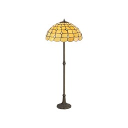 Lincoln 2 Light Leaf Design Floor Lamp E27 With 50cm Tiffany Shade, Beige, Clear Crystal, Aged Antique Brass - thumbnail 1