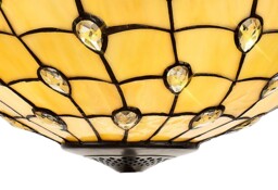 Lincoln 2 Light Leaf Design Floor Lamp E27 With 50cm Tiffany Shade, Beige, Clear Crystal, Aged Antique Brass - thumbnail 3