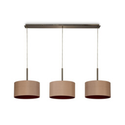 Baymont Antique Brass 3 Light E27 Linear Pendant With 30cm x 17cm Dual Faux Silk Shade, Antique Gold/Ruby - thumbnail 5