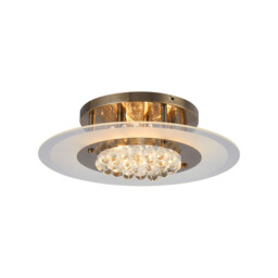Delmar 50cm Flush Ceiling Round 6 Light G9 Antique Brass/Glass/Crystal - thumbnail 1