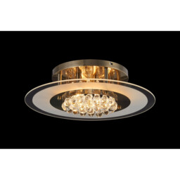 Delmar 50cm Flush Ceiling Round 6 Light G9 Antique Brass/Glass/Crystal - thumbnail 2