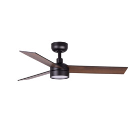 Rudder 106cm LED Ceiling Fan Matt Black, Walnut Blade, 3 Blade Reversible - thumbnail 1