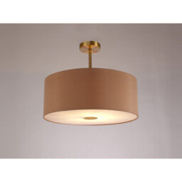Baymont Antique Brass E27 Semi Flush With 50cm x 20cm Dual Faux Silk Shade, Antique Gold/Ruby - thumbnail 2