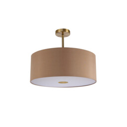 Baymont Antique Brass E27 Semi Flush With 50cm x 20cm Dual Faux Silk Shade, Antique Gold/Ruby - thumbnail 5