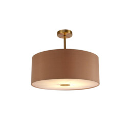 Baymont Antique Brass E27 Semi Flush With 50cm x 20cm Dual Faux Silk Shade, Antique Gold/Ruby