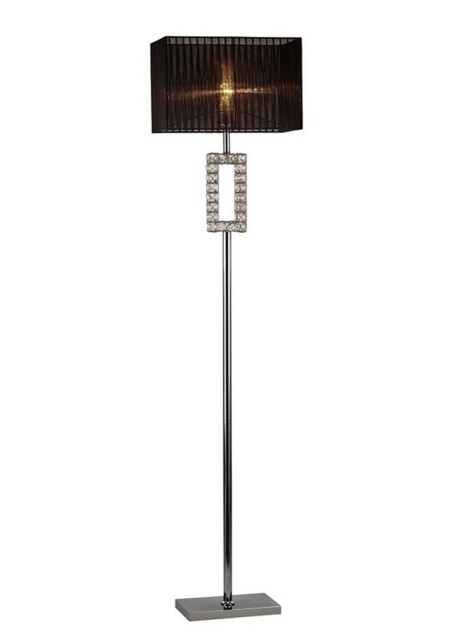 Florence Renctangle Floor Lamp with Black Shade 1 Light Polished Chrome, Crystal - image 1