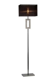 Florence Renctangle Floor Lamp with Black Shade 1 Light Polished Chrome, Crystal - thumbnail 1