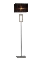 Florence Renctangle Floor Lamp with Black Shade 1 Light Polished Chrome, Crystal