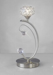Cara Table Lamp 1 Light Satin Nickel, Crystal - thumbnail 2