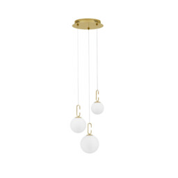 Hook Integrated LED Pendant Ceiling Light Satin Gold Metal, Opal White Glass LED 25.8W 2521Lm 3000K - thumbnail 1
