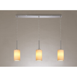 Baymont Polished Chrome 3 Light E27 Linear Pendant, With 12cm x 20cm Dual Faux Silk Shade, Nude Beige/Moonlight - thumbnail 2